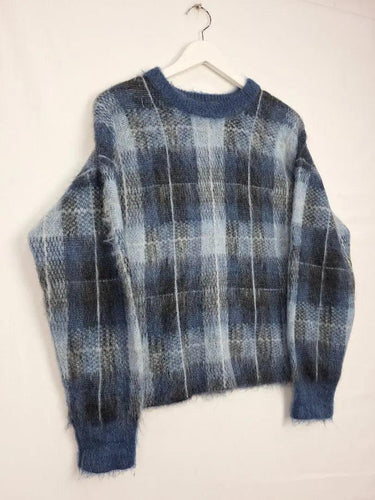 Witchery Blue Check Luxury Yarn Jumper Size S by SwapUp-Online Second Hand Store-Online Thrift Store
