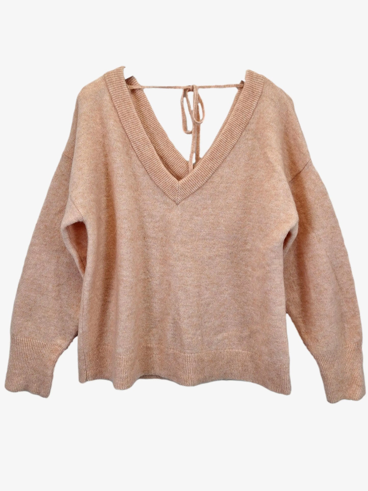 Witchery Blush Fluffy Deep V Neck Knit Jumper Size L by SwapUp-Online Second Hand Store-Online Thrift Store