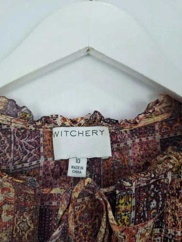Witchery Boho Soft Tied Neck Top Size 10 by SwapUp-Online Second Hand Store-Online Thrift Store