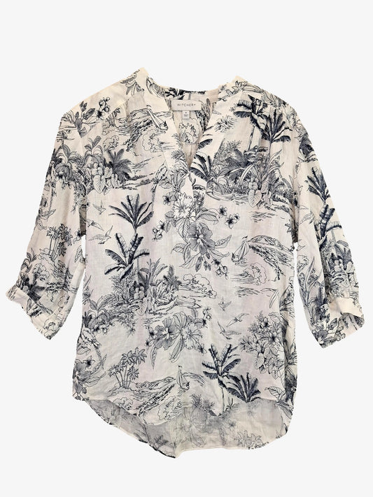 Witchery Botanical Linen Blouse Top Size 8 by SwapUp-Online Second Hand Store-Online Thrift Store