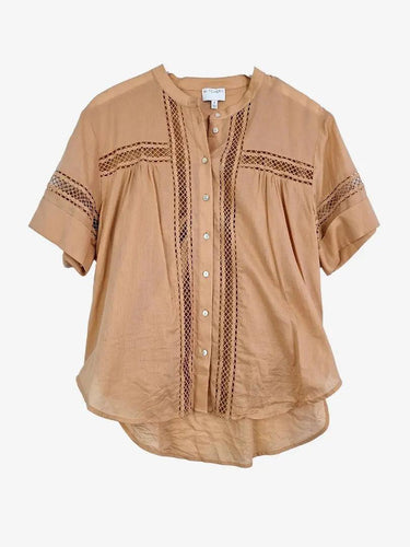 Witchery Camel Broderie Trimmed Blouse Size 8 by SwapUp-Online Second Hand Store-Online Thrift Store