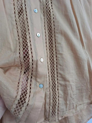 Witchery Camel Broderie Trimmed Blouse Size 8 by SwapUp-Online Second Hand Store-Online Thrift Store