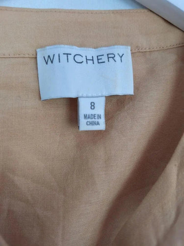 Witchery Camel Broderie Trimmed Blouse Size 8 by SwapUp-Online Second Hand Store-Online Thrift Store