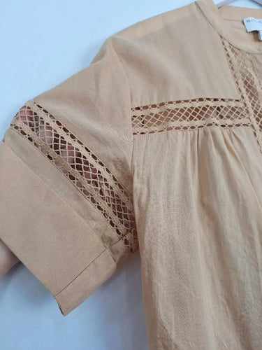 Witchery Camel Broderie Trimmed Blouse Size 8 by SwapUp-Online Second Hand Store-Online Thrift Store