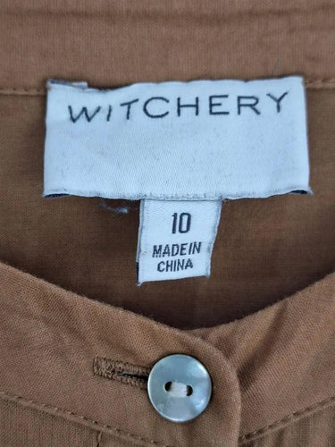 Witchery Camel Light Gathered Blouse Size 10 by SwapUp-Online Second Hand Store-Online Thrift Store