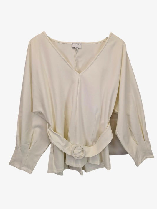 Witchery Chalk Ponte Bat Sleeve Top Size XL by SwapUp-Online Second Hand Store-Online Thrift Store