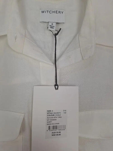 Witchery Chalk Sleeveless Button Up Shirt Size 8 by SwapUp-Online Second Hand Store-Online Thrift Store