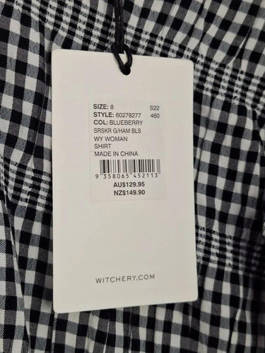 Witchery Classic Gingham Shirred Blouse Size 8 by SwapUp-Online Second Hand Store-Online Thrift Store