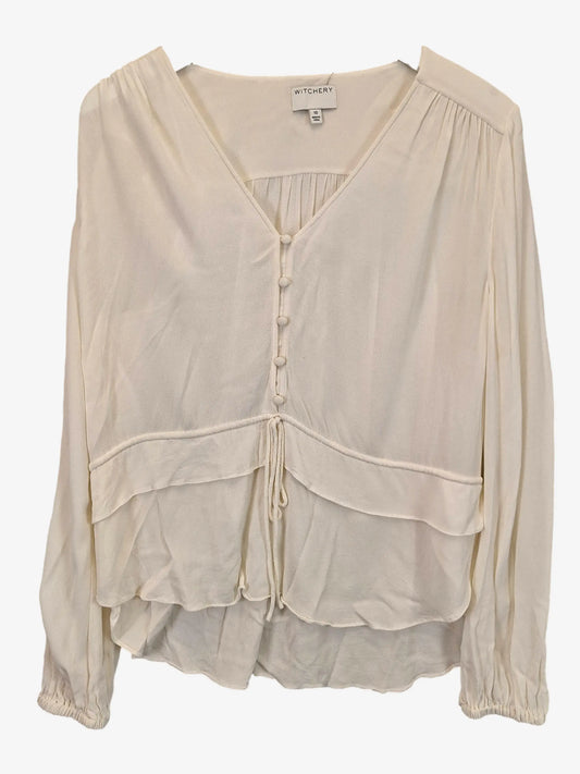 Witchery Cream Elegant Gathered Blouse Size 10 by SwapUp-Online Second Hand Store-Online Thrift Store