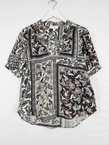 Witchery Dark Paisley Linen Blouse Size 6 by SwapUp-Online Second Hand Store-Online Thrift Store