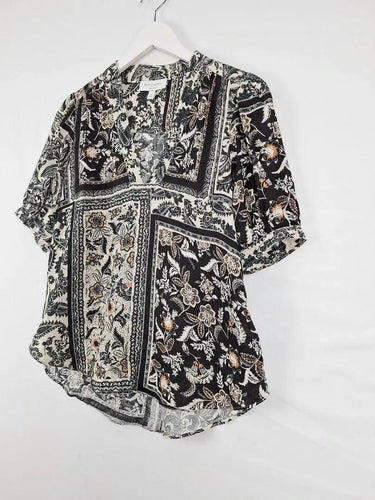Witchery Dark Paisley Linen Blouse Size 6 by SwapUp-Online Second Hand Store-Online Thrift Store