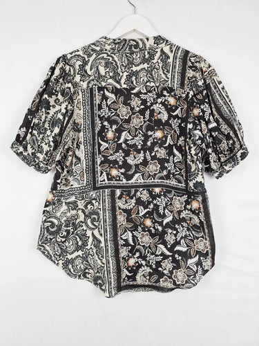 Witchery Dark Paisley Linen Blouse Size 6 by SwapUp-Online Second Hand Store-Online Thrift Store