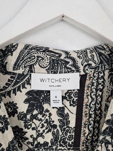 Witchery Dark Paisley Linen Blouse Size 6 by SwapUp-Online Second Hand Store-Online Thrift Store