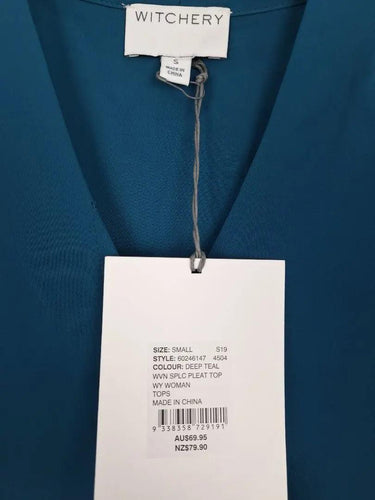 Witchery Deep Teal Pleat Front Top Size S by SwapUp-Online Second Hand Store-Online Thrift Store