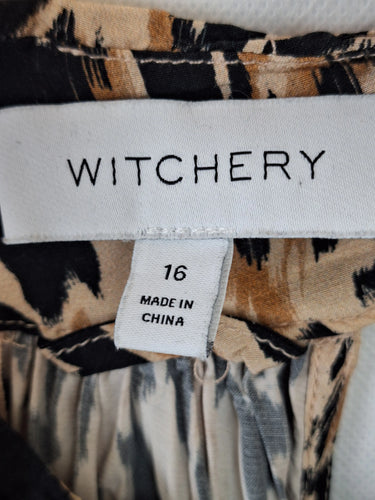 Witchery Elegant Abstract Ruffle Dress Size 16 by SwapUp-Online Second Hand Store-Online Thrift Store