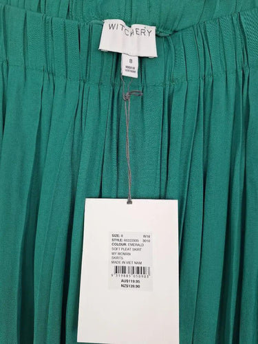 Witchery Emerald Pull On Pleated Midi Skirt Size 8 by SwapUp-Online Second Hand Store-Online Thrift Store