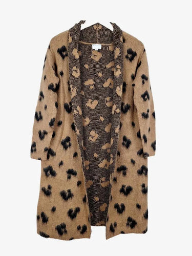 Witchery Fluffy Cheetah Longline Knit Cardigan Size XS by SwapUp-Online Second Hand Store-Online Thrift Store