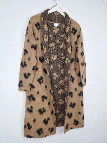 Witchery Fluffy Cheetah Longline Knit Cardigan Size XS by SwapUp-Online Second Hand Store-Online Thrift Store