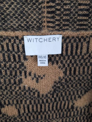 Witchery Fluffy Cheetah Longline Knit Cardigan Size XS by SwapUp-Online Second Hand Store-Online Thrift Store