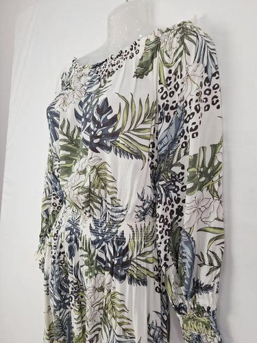 Witchery Gathered Jungle Print Midi Dress Size 10 by SwapUp-Online Second Hand Store-Online Thrift Store