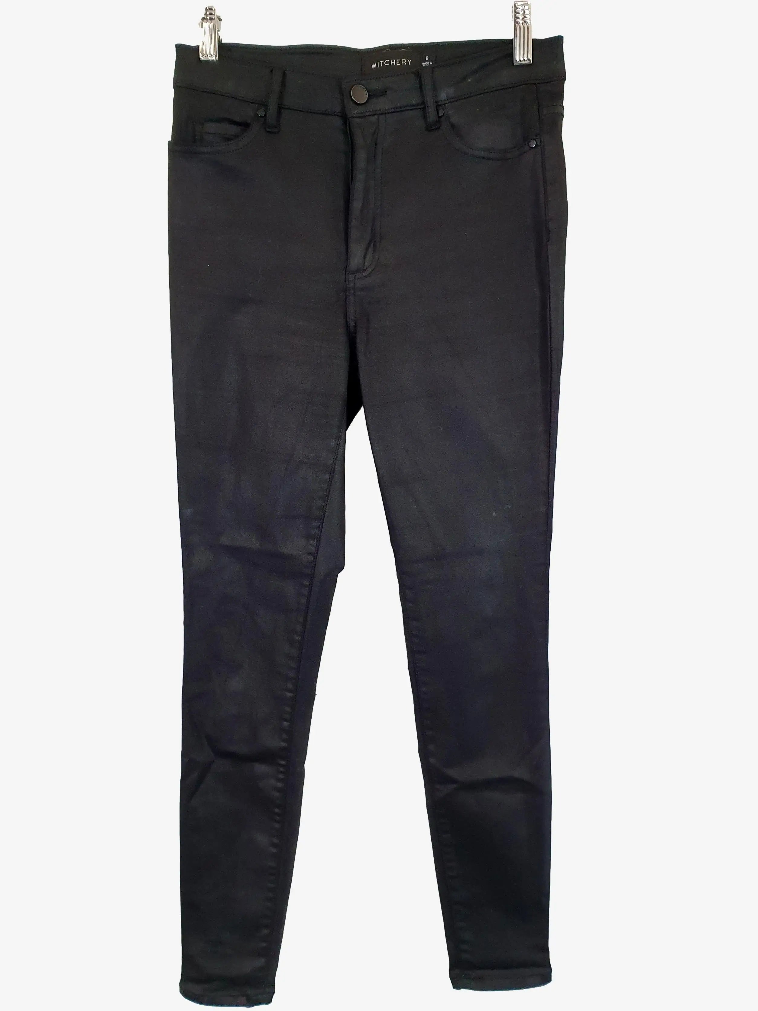 Witchery - Black leather pants on Designer Wardrobe