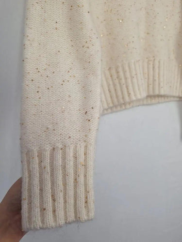 Witchery Gold threaded Mini Sequin Crew Knit Jumper Size S by SwapUp-Online Second Hand Store-Online Thrift Store