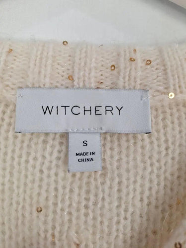 Witchery Gold threaded Mini Sequin Crew Knit Jumper Size S by SwapUp-Online Second Hand Store-Online Thrift Store