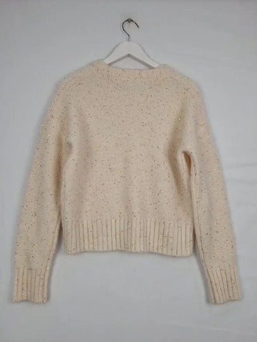 Witchery Gold threaded Mini Sequin Crew Knit Jumper Size S by SwapUp-Online Second Hand Store-Online Thrift Store