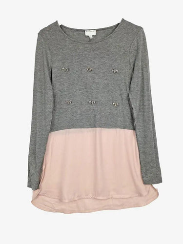Witchery Grey Marle Embellished Front Top Size S by SwapUp-Online Second Hand Store-Online Thrift Store