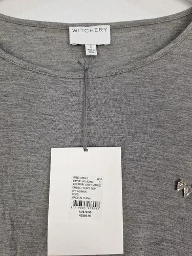 Witchery Grey Marle Embellished Front Top Size S by SwapUp-Online Second Hand Store-Online Thrift Store