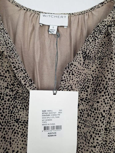 Witchery Latte Hybrid Panel Key Hole Top Size S by SwapUp-Online Second Hand Store-Online Thrift Store