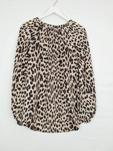 Second-Hand - Witchery Leopard Bishop Sleeve Buttoned Shirt Size 8 - SwapUp