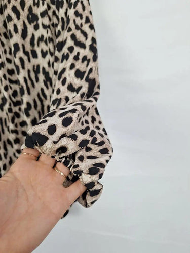 Second-Hand - Witchery Leopard Bishop Sleeve Buttoned Shirt Size 8 - SwapUp