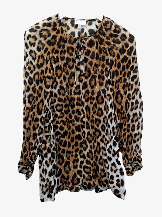 Witchery Leopard Print Tied Neck Sheer Blouse Size 10 by SwapUp-Online Second Hand Store-Online Thrift Store