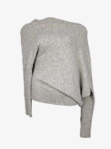 Witchery Light Grey Asymmetric Knit Jumper Size XS by SwapUp-Online Second Hand Store-Online Thrift Store