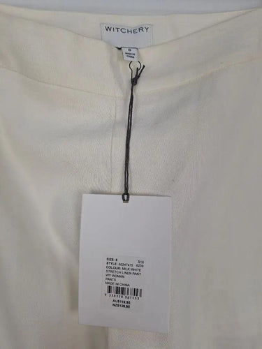 Witchery Milk White Stretch Linen Pants Size 8 by SwapUp-Online Second Hand Store-Online Thrift Store