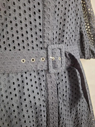 Witchery Navy Broderie Belted Shirt Midi Dress Size 12 by SwapUp-Online Second Hand Store-Online Thrift Store