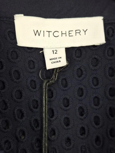 Witchery Navy Broderie Belted Shirt Midi Dress Size 12 by SwapUp-Online Second Hand Store-Online Thrift Store
