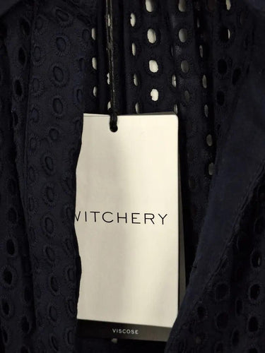 Witchery Navy Broderie Belted Shirt Midi Dress Size 12 by SwapUp-Online Second Hand Store-Online Thrift Store