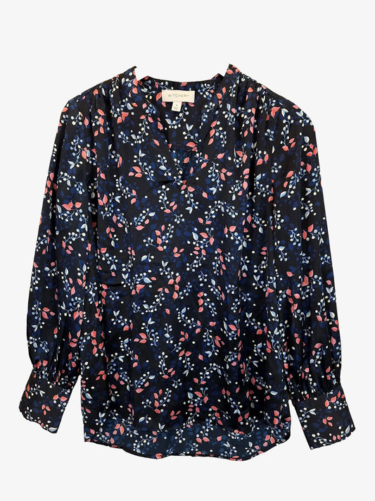 Witchery Navy Floral Blouse Size 10 by SwapUp-Online Second Hand Store-Online Thrift Store