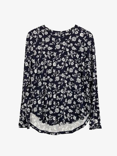 Witchery Navy Floral Long Sleeve Staple Top Size S by SwapUp-Online Second Hand Store-Online Thrift Store