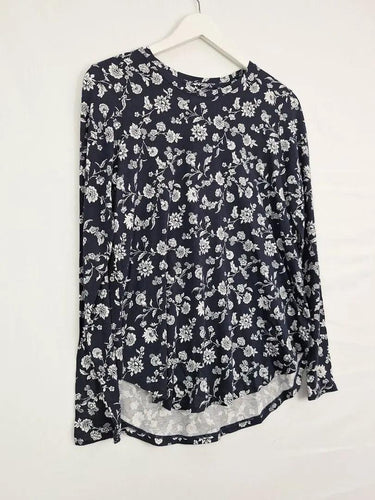 Witchery Navy Floral Long Sleeve Staple Top Size S by SwapUp-Online Second Hand Store-Online Thrift Store
