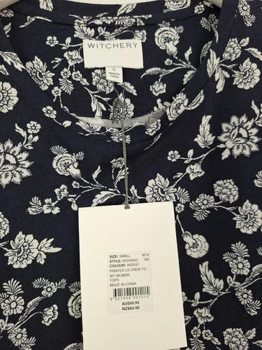 Witchery Navy Floral Long Sleeve Staple Top Size S by SwapUp-Online Second Hand Store-Online Thrift Store
