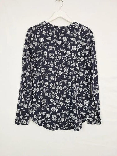 Witchery Navy Floral Long Sleeve Staple Top Size S by SwapUp-Online Second Hand Store-Online Thrift Store