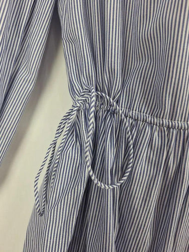Witchery Navy Pinstriped Adjustable Waist Mini Dress Size 8 by SwapUp-Online Second Hand Store-Online Thrift Store