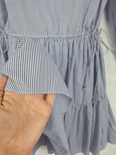 Witchery Navy Pinstriped Adjustable Waist Mini Dress Size 8 by SwapUp-Online Second Hand Store-Online Thrift Store