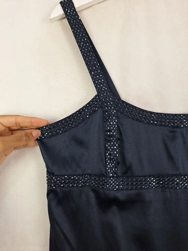 Witchery Navy Silk Y2K Top Size 12 by SwapUp-Online Second Hand Store-Online Thrift Store