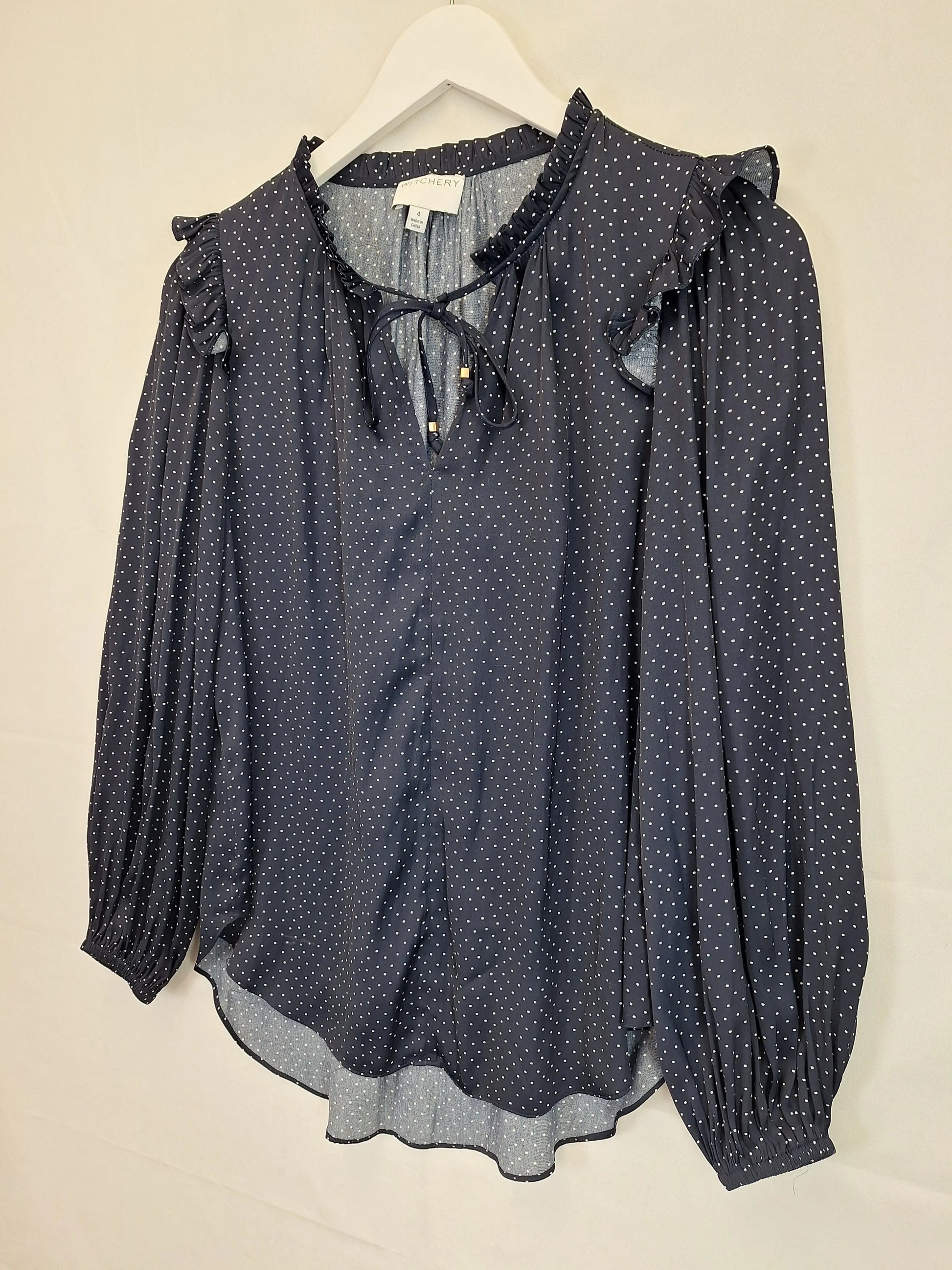 Witchery Night Polka Dot Blouse Size 4 by SwapUp-Online Second Hand Store-Online Thrift Store