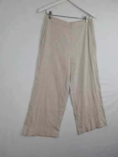 Witchery Oatmeal Linen Crop Pants Size 8 by SwapUp-Online Second Hand Store-Online Thrift Store