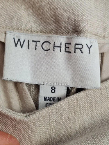 Witchery Oatmeal Linen Crop Pants Size 8 by SwapUp-Online Second Hand Store-Online Thrift Store